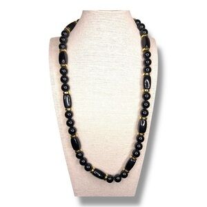 Vintage Napier Black Gold Beaded Necklace